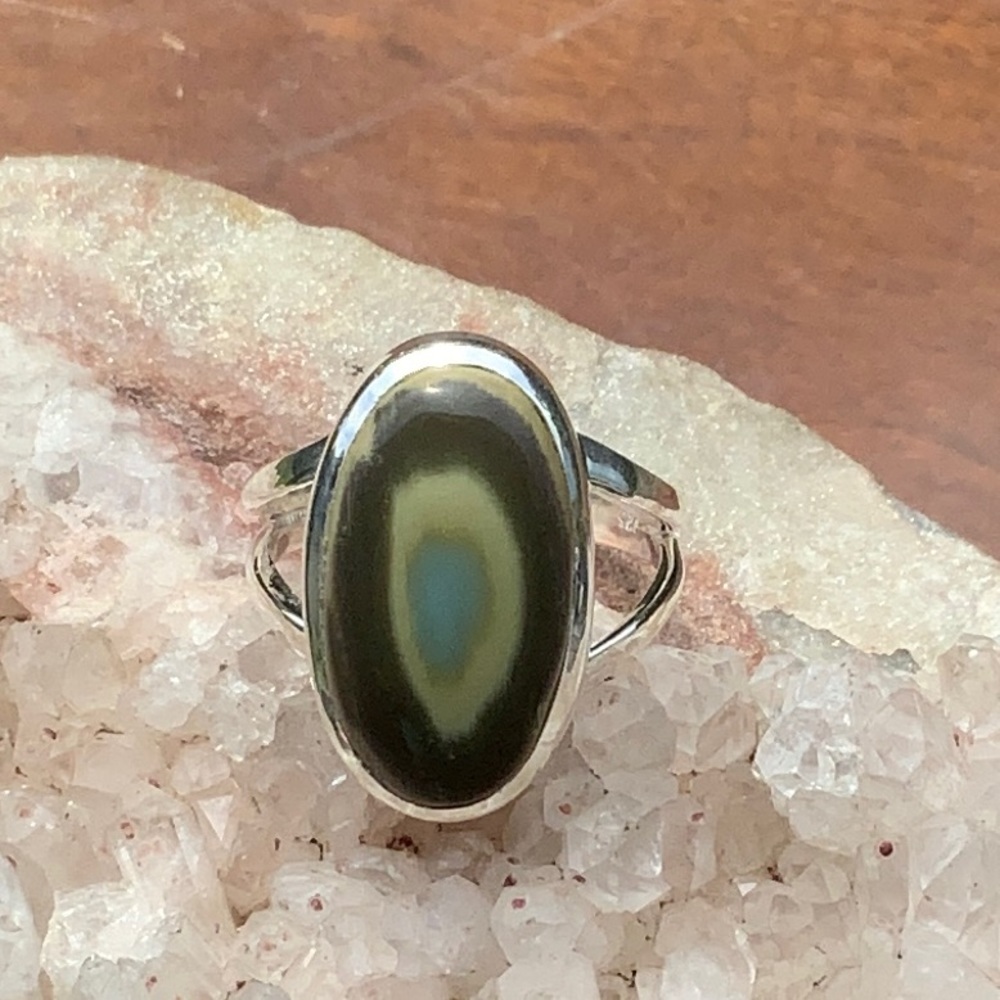 IMPERIAL JASPER 925 STERLING SILVER RING, SIZE 6.25